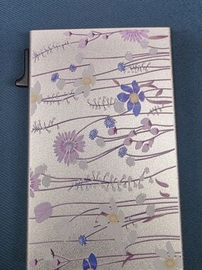 Floral Metallic Card Case - Lavender & White